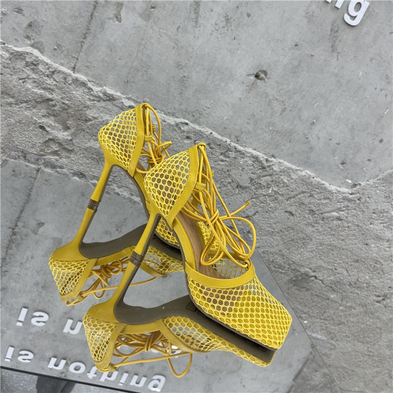 Trendy Lace Up High Heels
