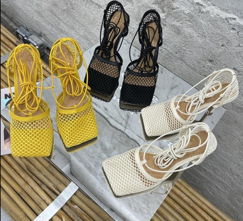Trendy Lace Up High Heels
