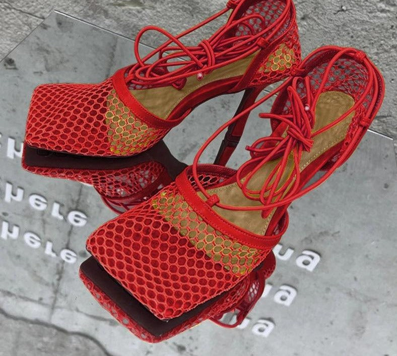 Trendy Lace Up High Heels