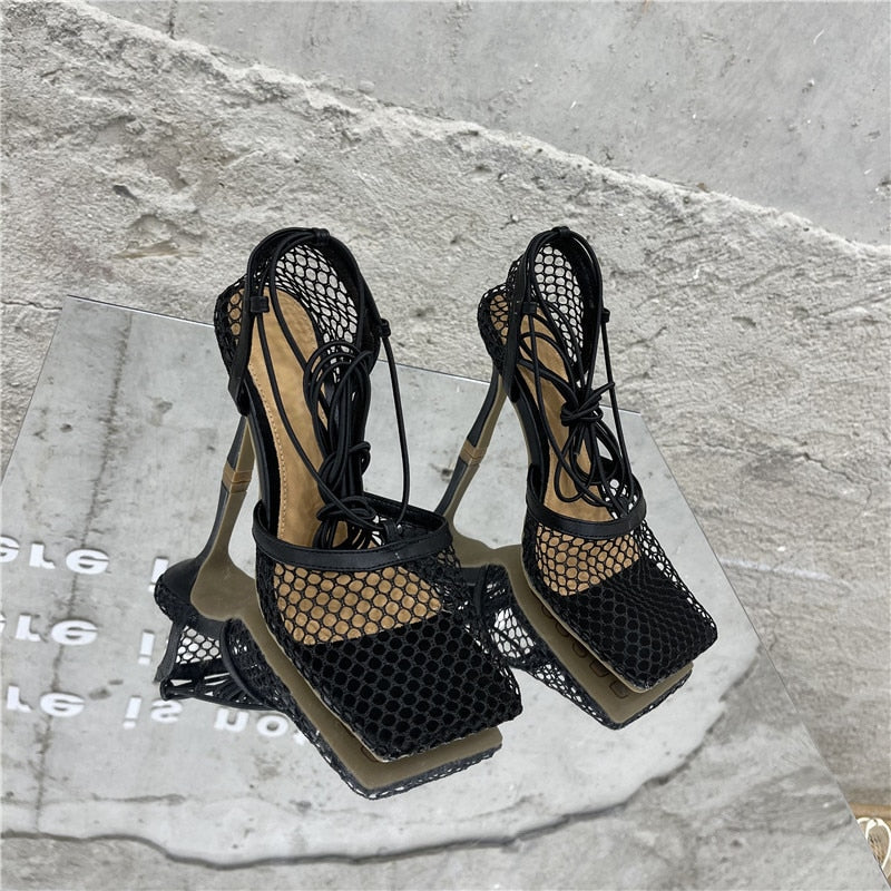 Trendy Lace Up High Heels