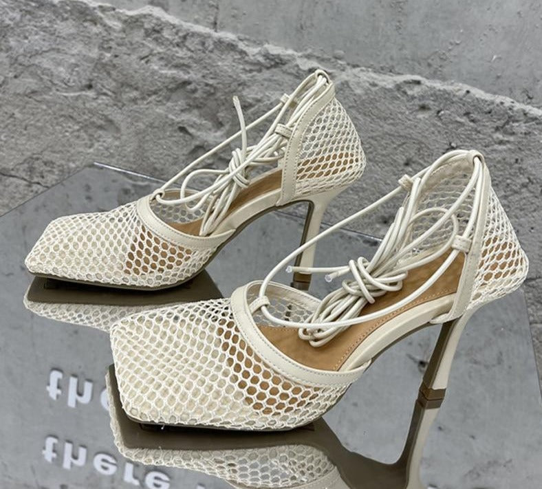 Trendy Lace Up High Heels