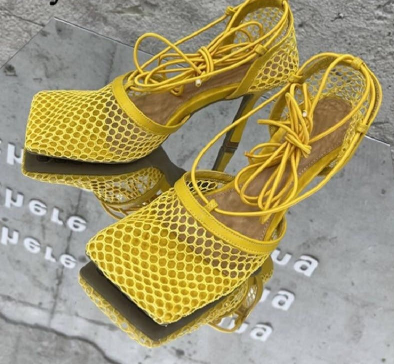 Trendy Lace Up High Heels