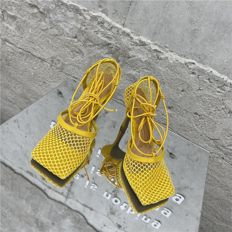 Trendy Lace Up High Heels