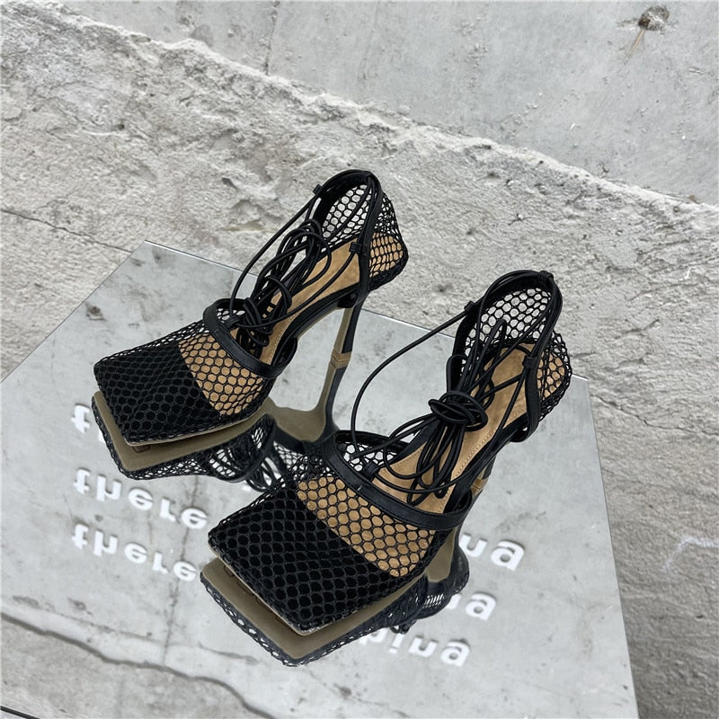 Trendy Lace Up High Heels