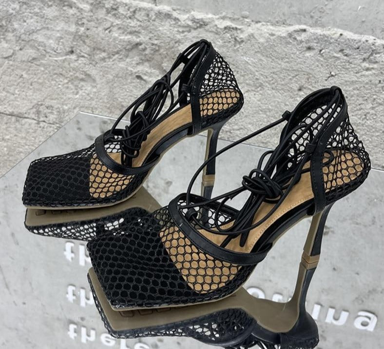 Trendy Lace Up High Heels