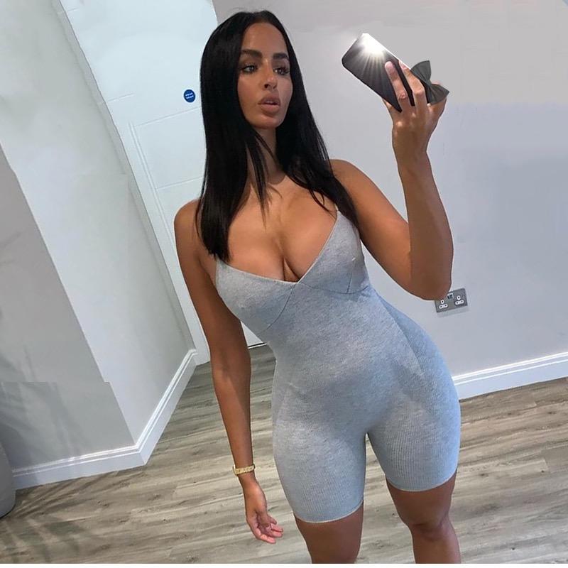 Casual Sleeveless Romper Gray