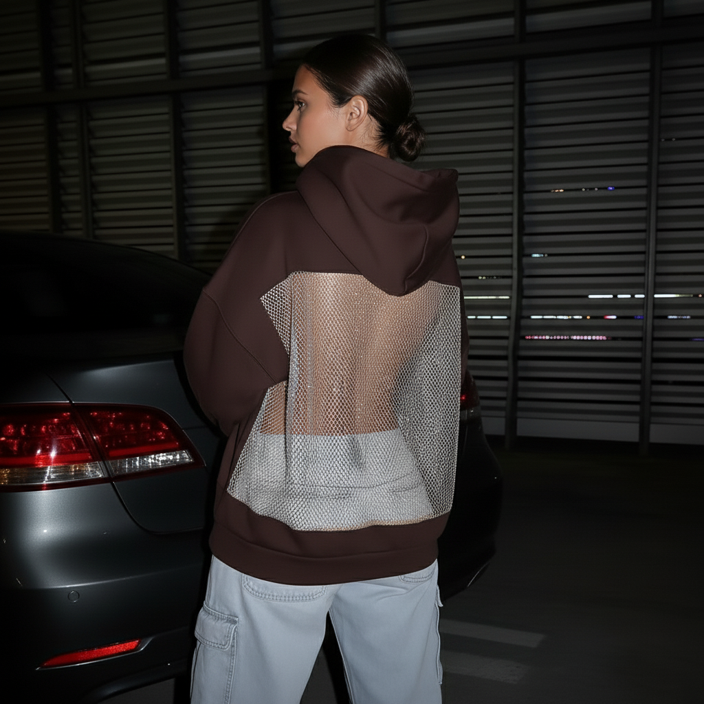 Crystal Mesh Back Hoodie