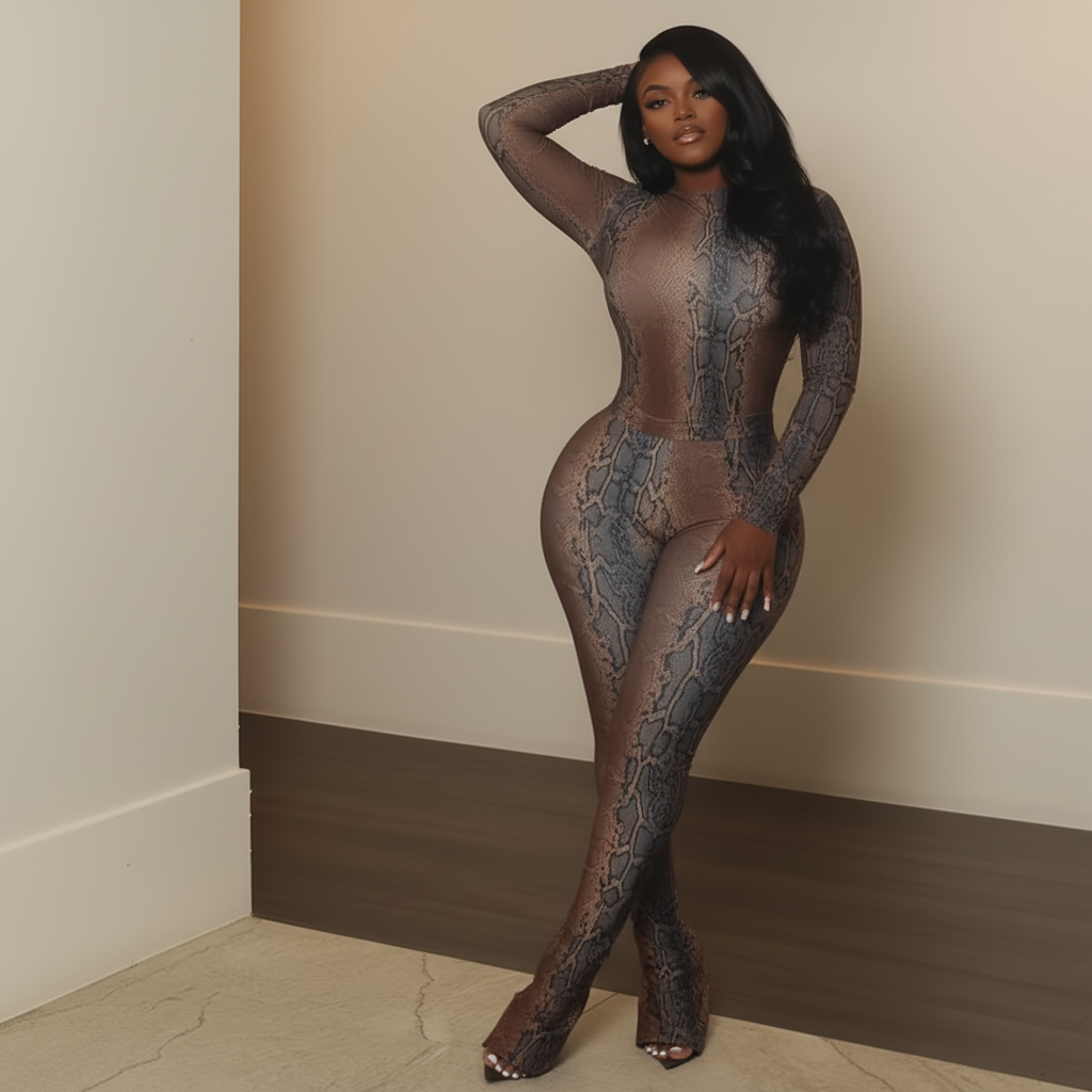Mocha Snake Bodycon Set