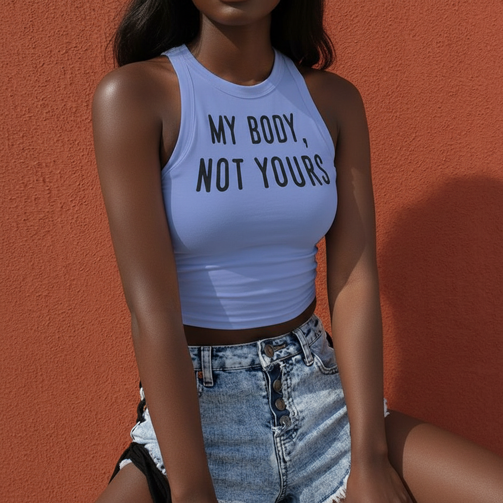My Body Not Yours Top Blue