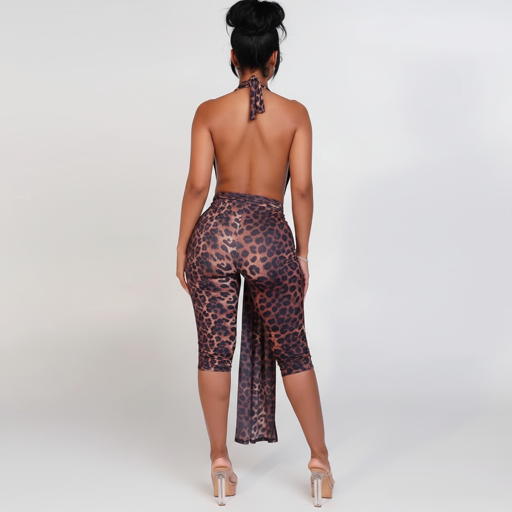 Temptation Wrap Leopard Jumpsuit