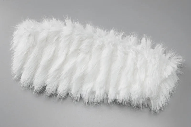 White Fur Skirt Set