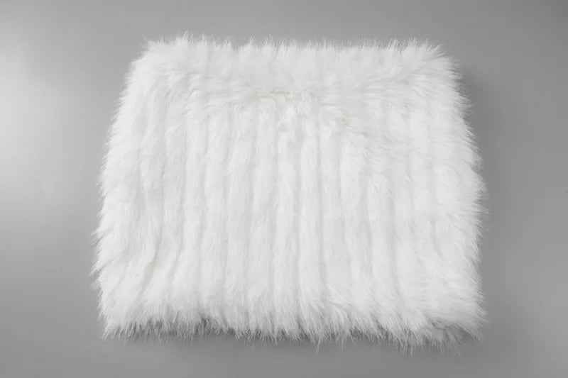 White Fur Skirt Set