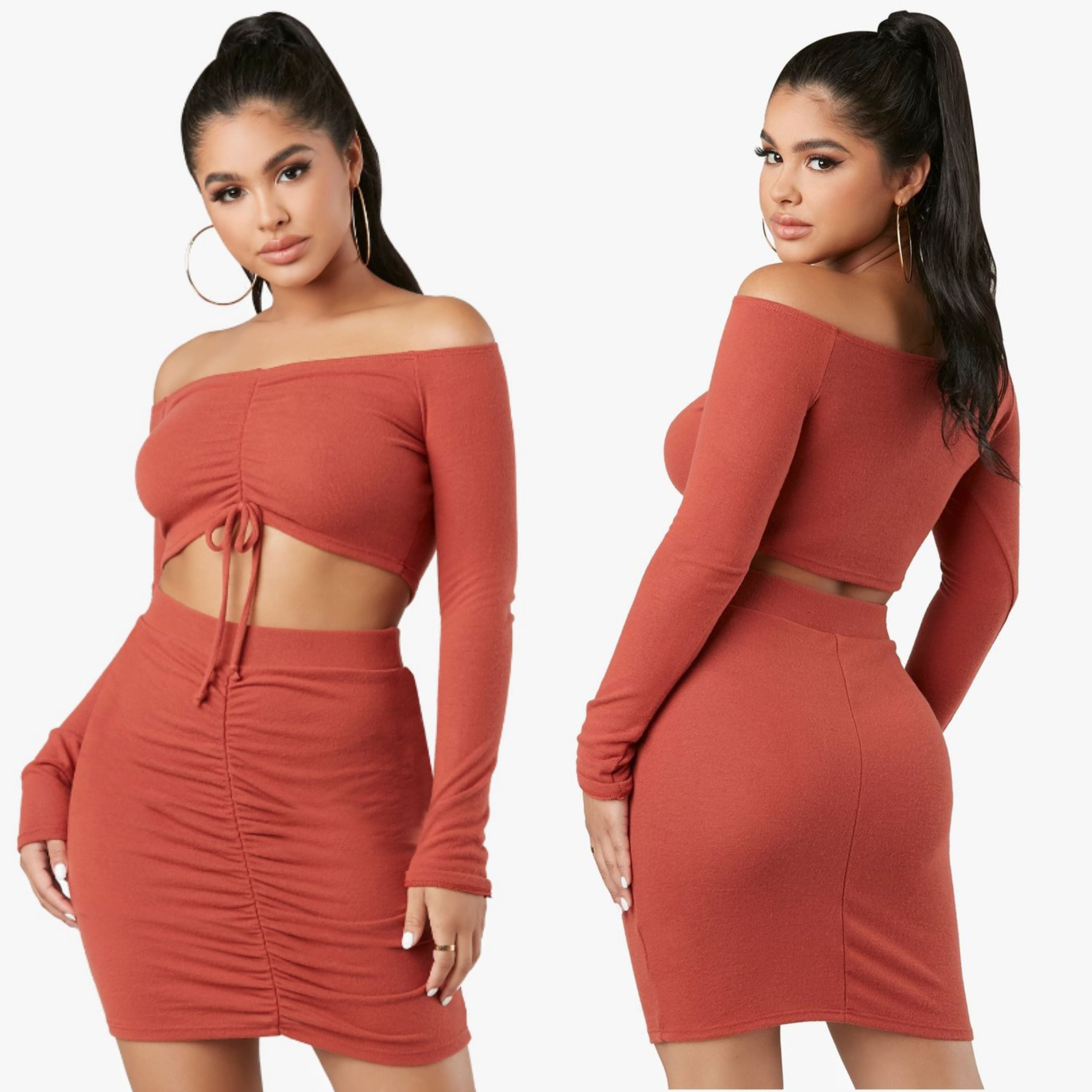 Worth A Look Skirt Set Rust