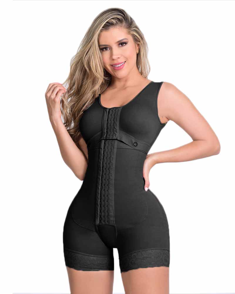 High Compression With Hook And Eye Front Closure Shapewear Black