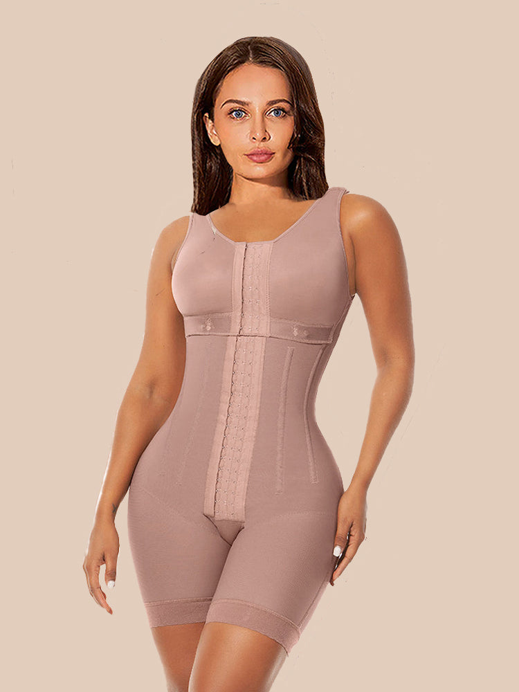 Women's Chest-Packed Body Shaper Postpartum Fajas Colombianas RosyBrown
