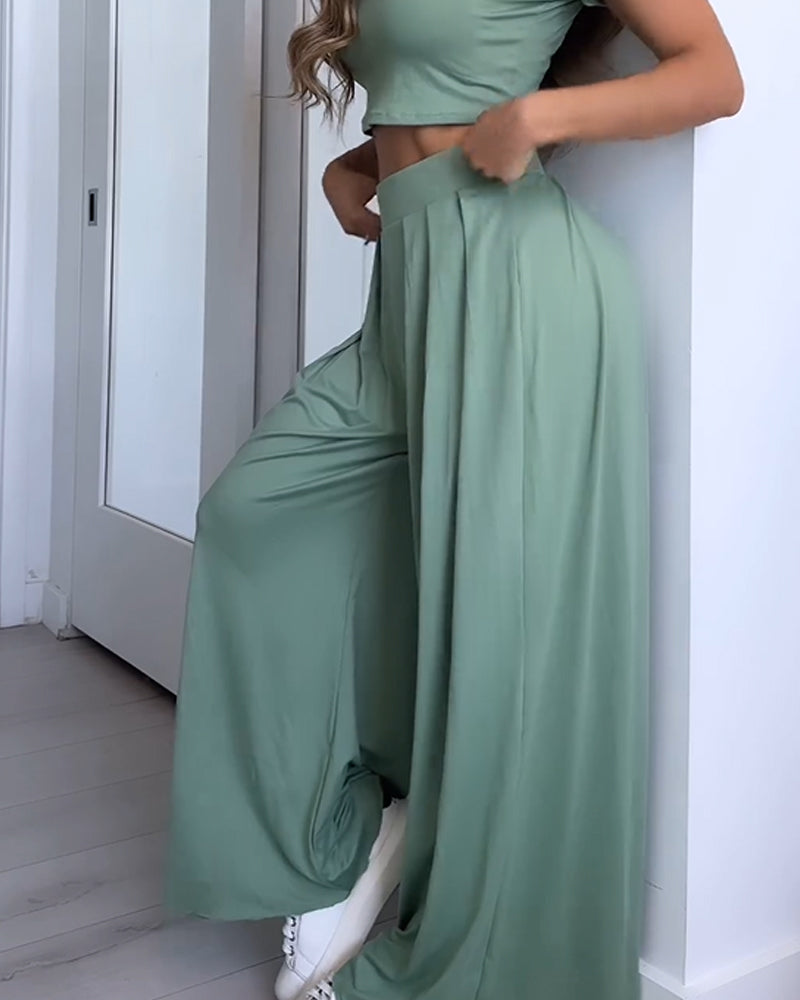 Loose Casual Pants Olive