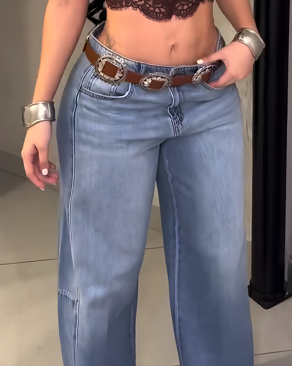 Fashion Frayed Tassel Wide-leg Jeans