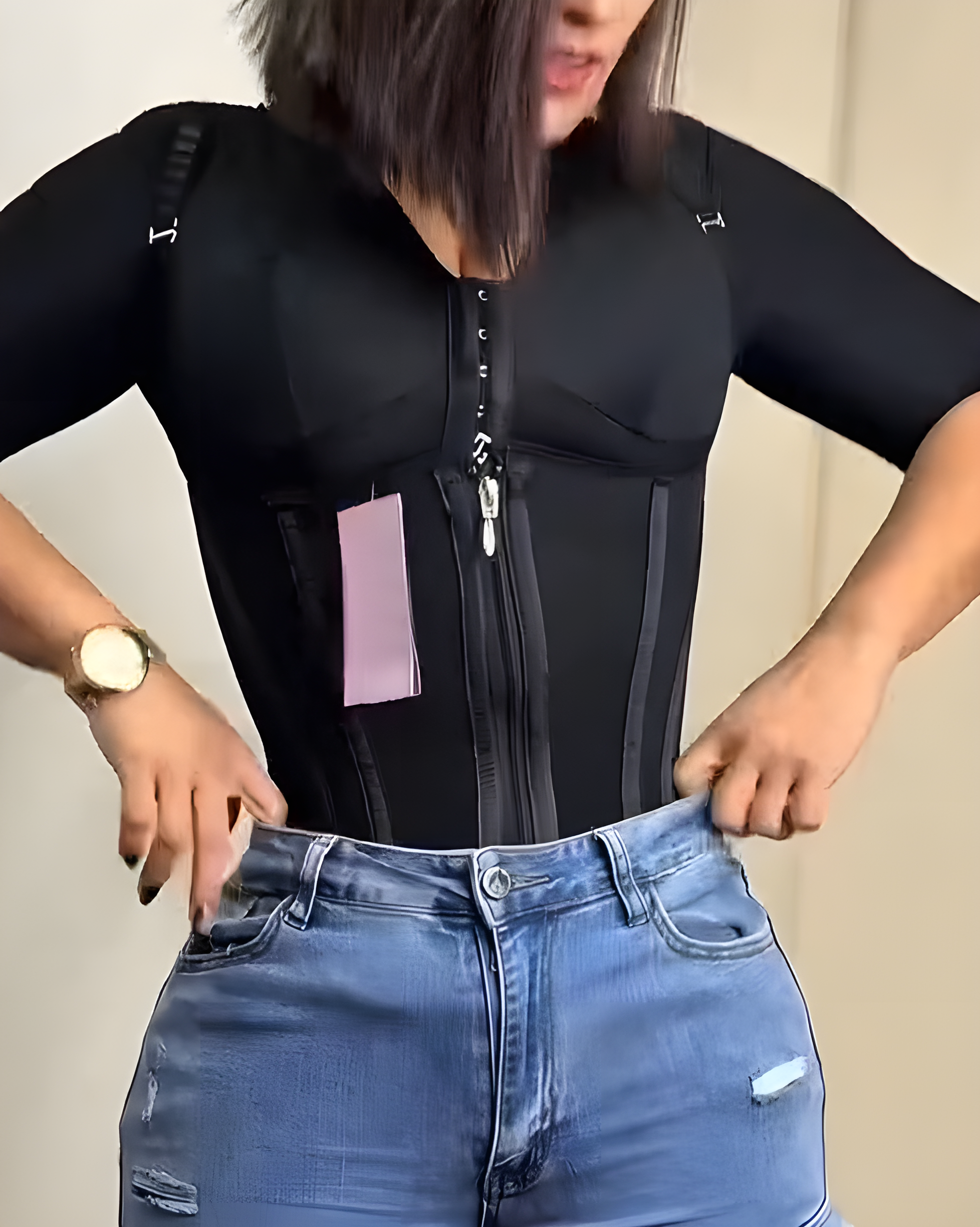 Front Zip Tummy Shaping Steel Boned Waist Trainer Vest
