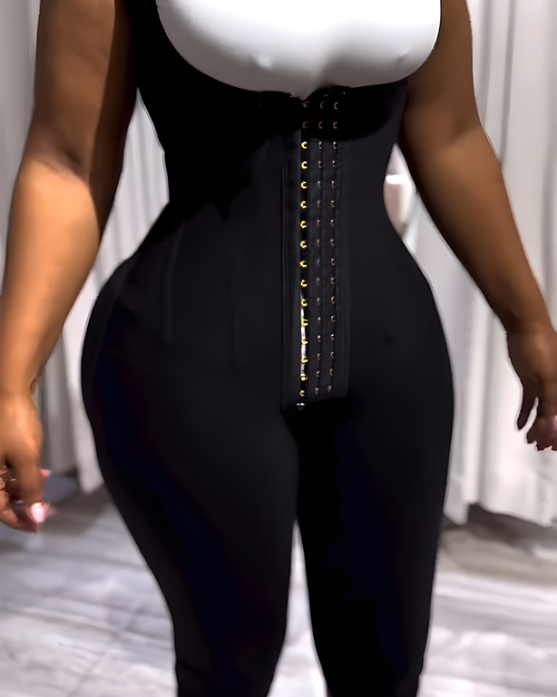 Steel Bone Hourglass Shaping Mid-Length Shapewear Black