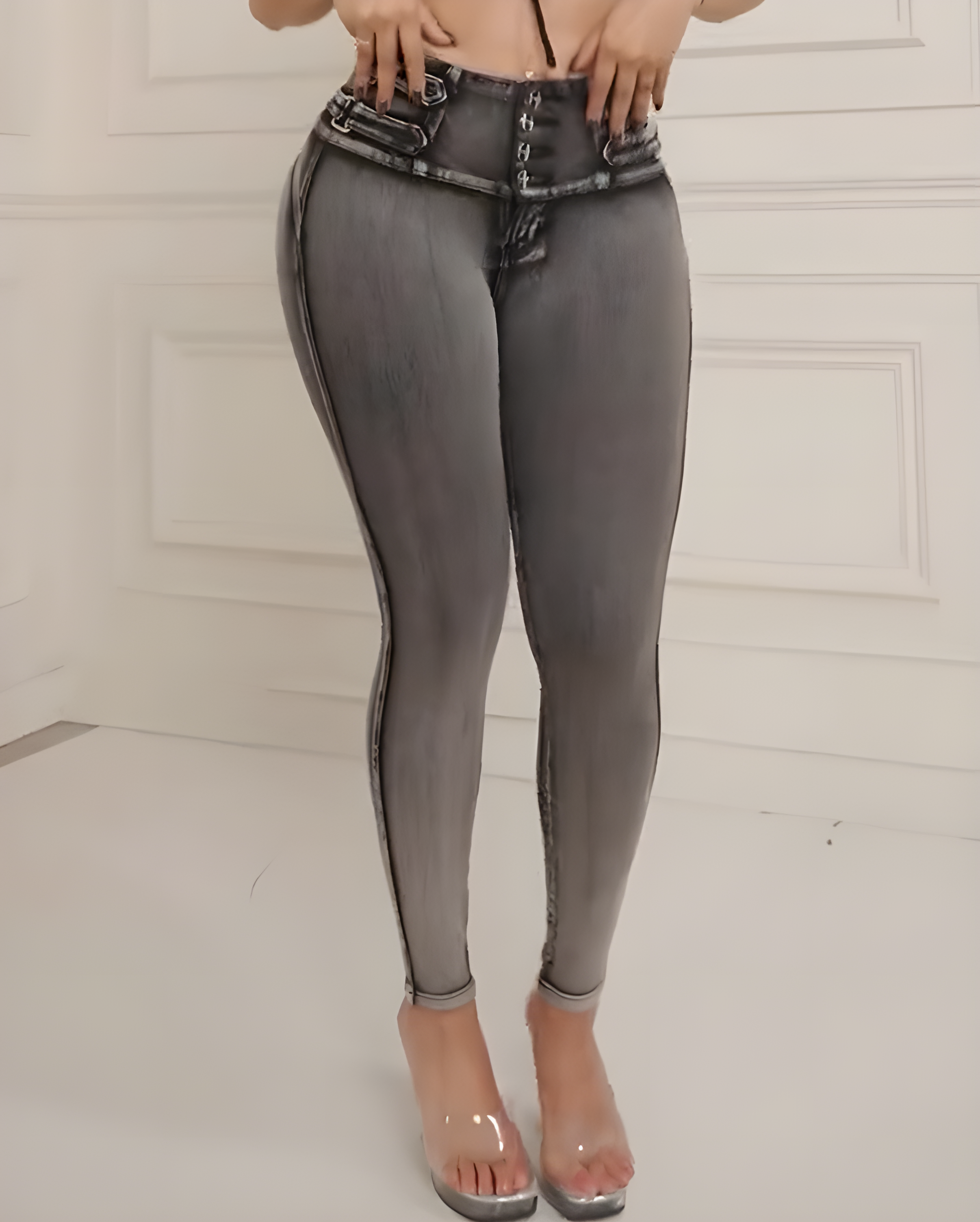 Butt Lifter Slimming Skinny Jeans Gray