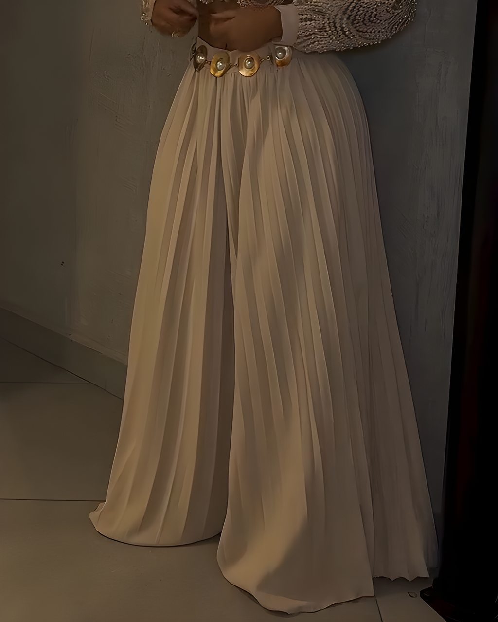 Women's Casual Ruched Wide-Leg Pants