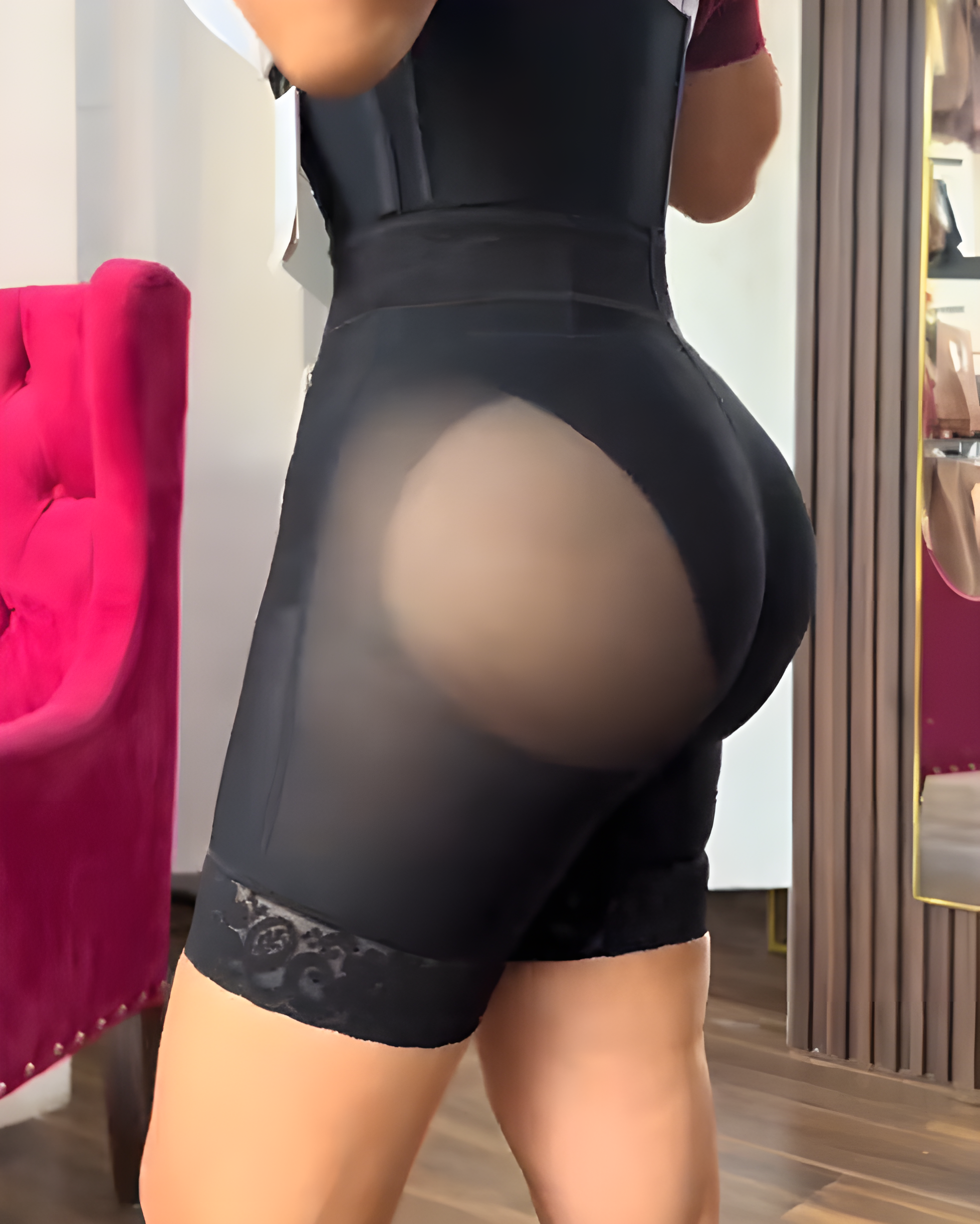 Mesh Lace Trims High Rise Butt Lifter Shorts