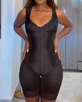 Mesh Seamless V Neck Body Shaper Black