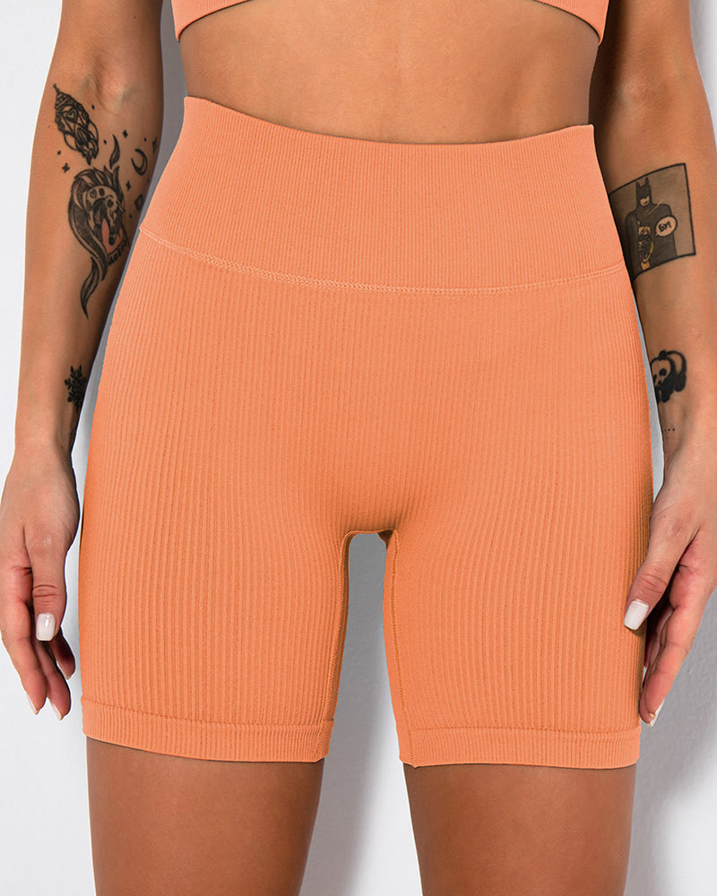 High Waist Fitness Pants Sports Running Yoga Shorts Orange