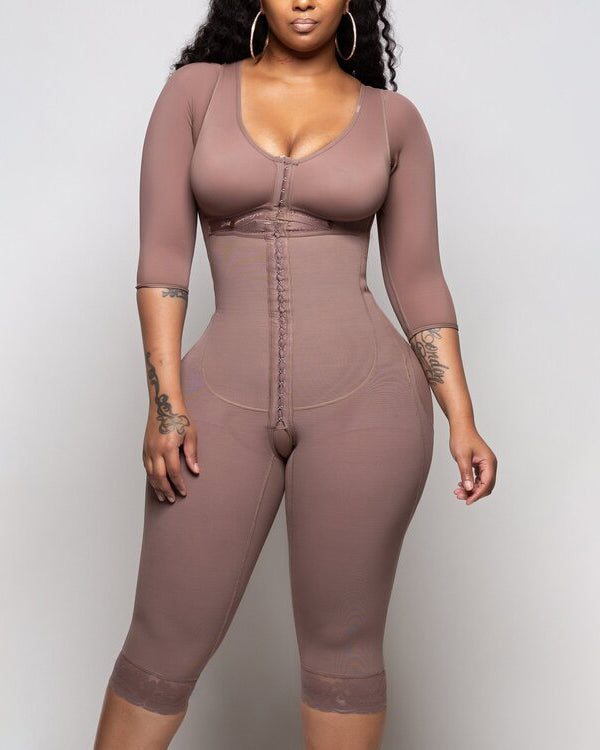 Tummy Control Hook And Eye Closure Support Shapewear RosyBrown