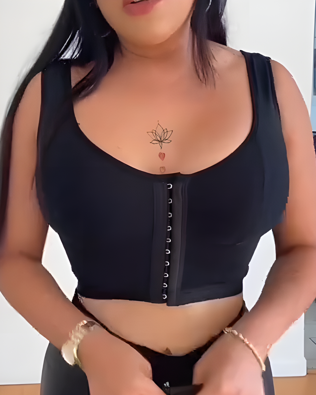 Hook-Eye Wide-Straps Shaping Bra Black