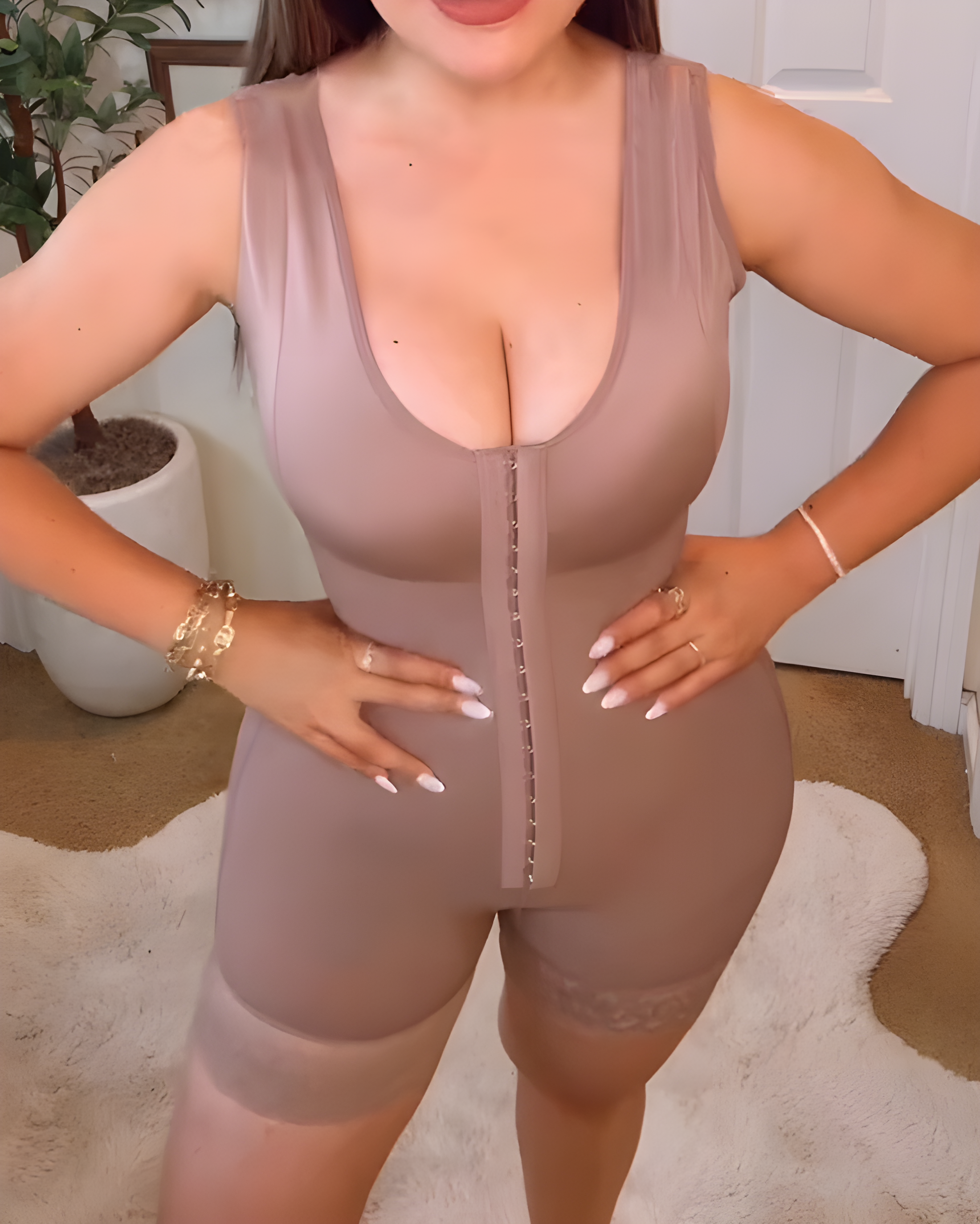 Women's Tummy-Control Sleeveless Full-Body Shapewear RosyBrown