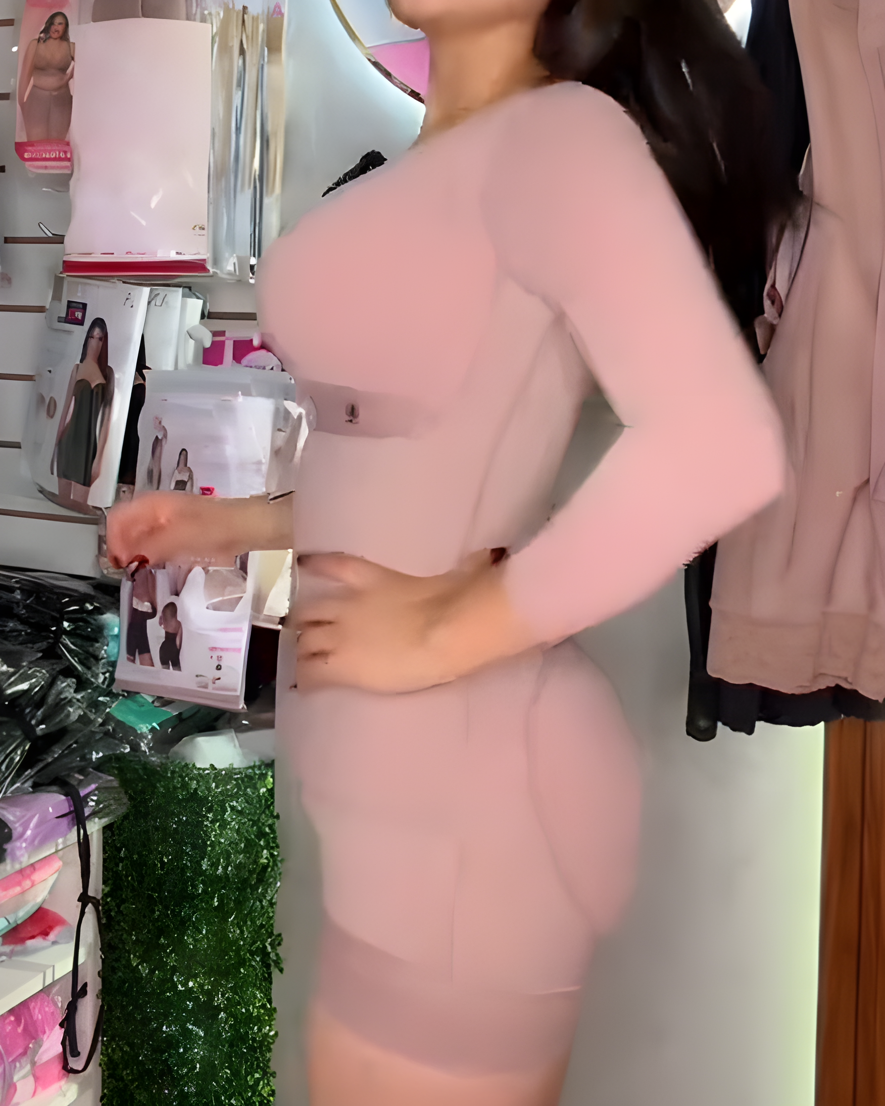 Long-Sleeved 3-Row Hook Eye Tummy Control Shapewear