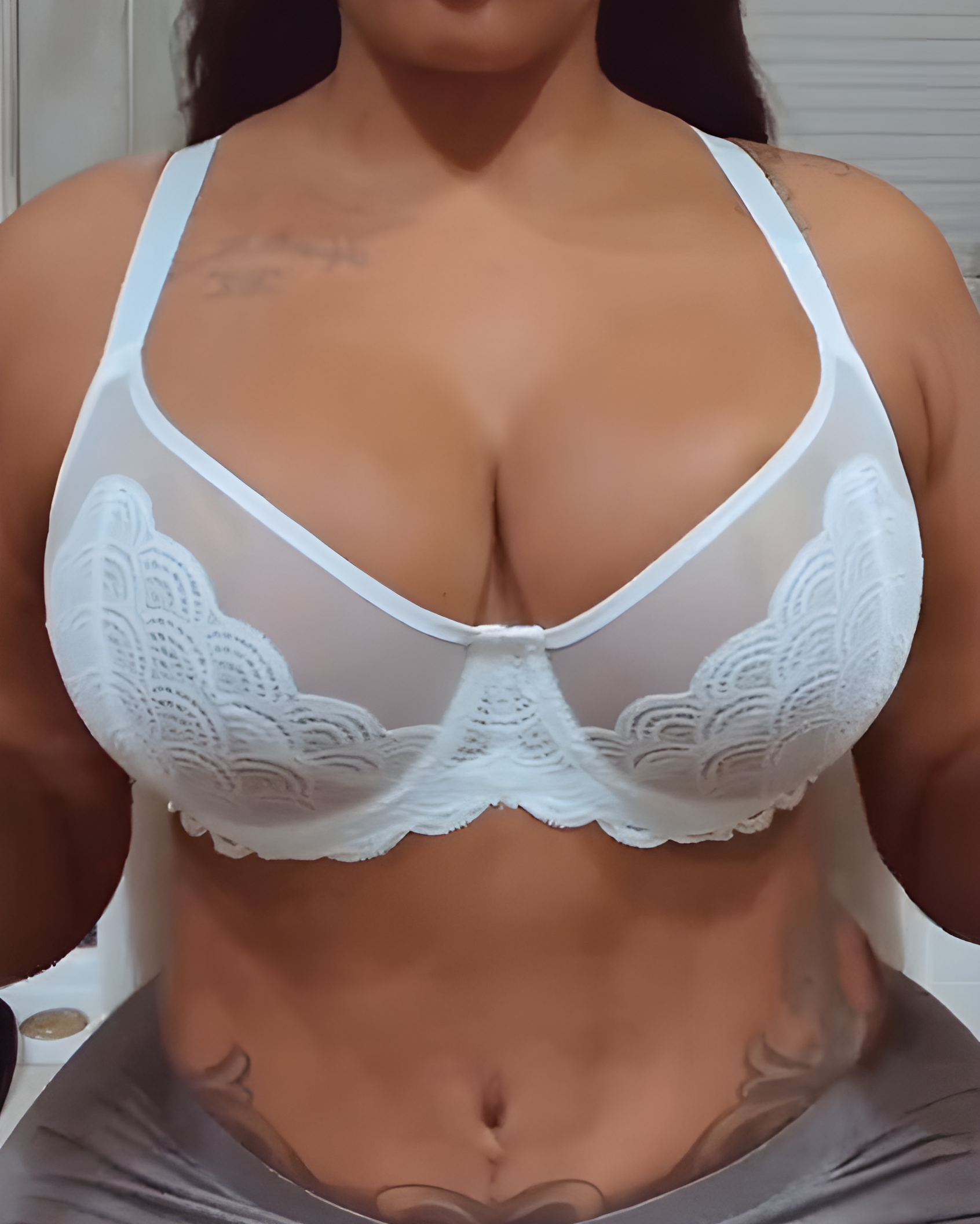 Sexy Lace Sheer Mesh Bra White