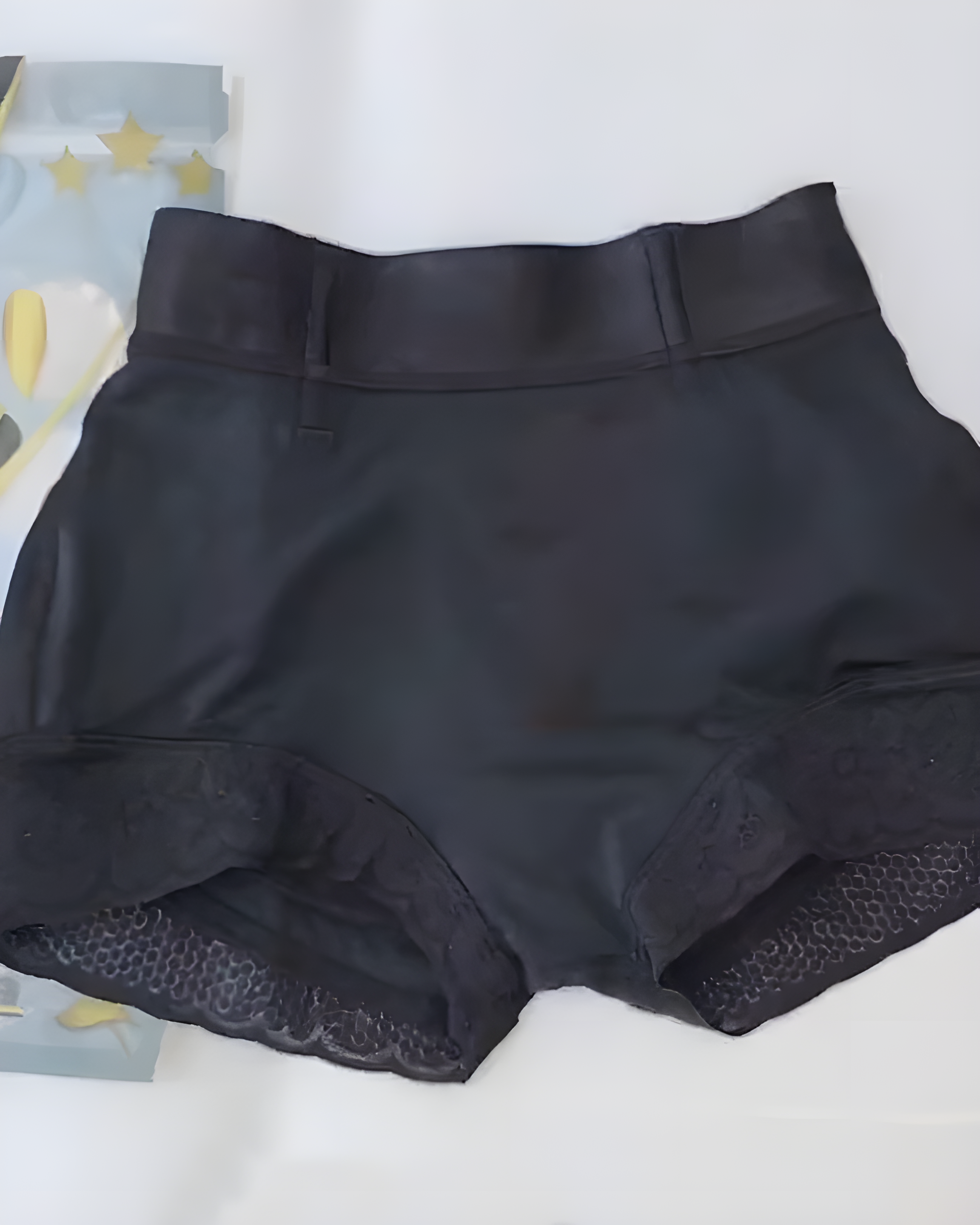 High Rise Lace Trims Shaper Shorts Black