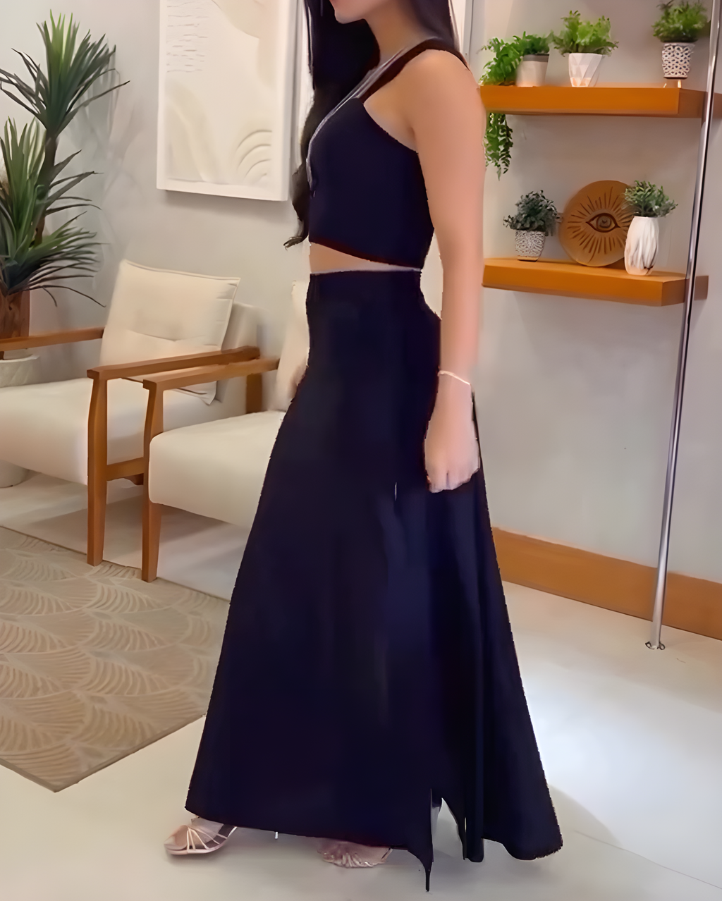 Women's Fashion Sleeveless Slit Skirt 2-Piece Set
