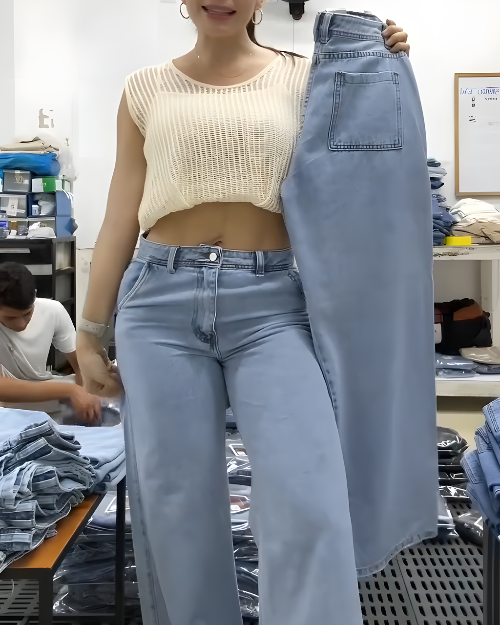 Comfortable High-Waisted Wide-Leg Jeans