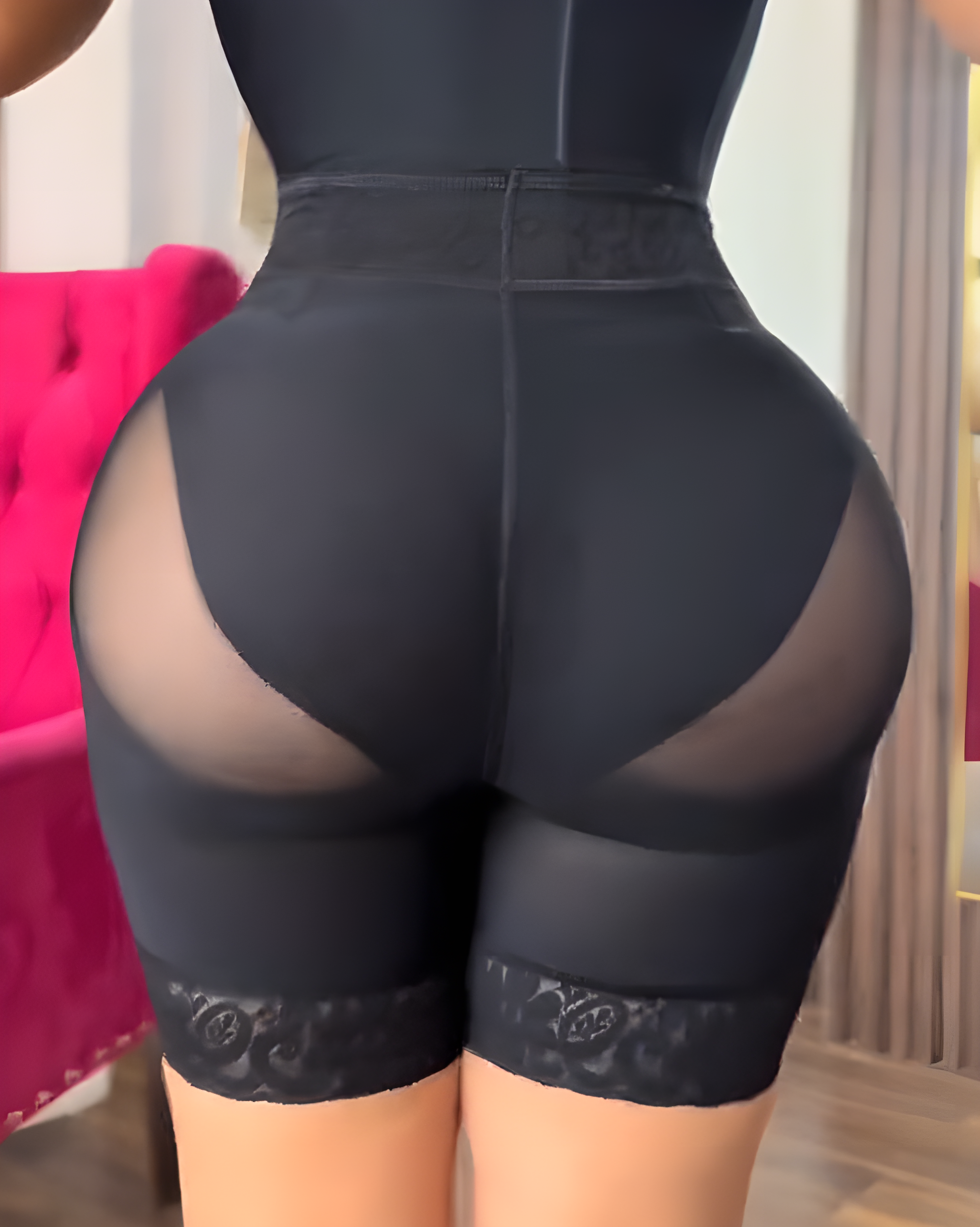 Mesh Lace Trims High Rise Butt Lifter Shorts