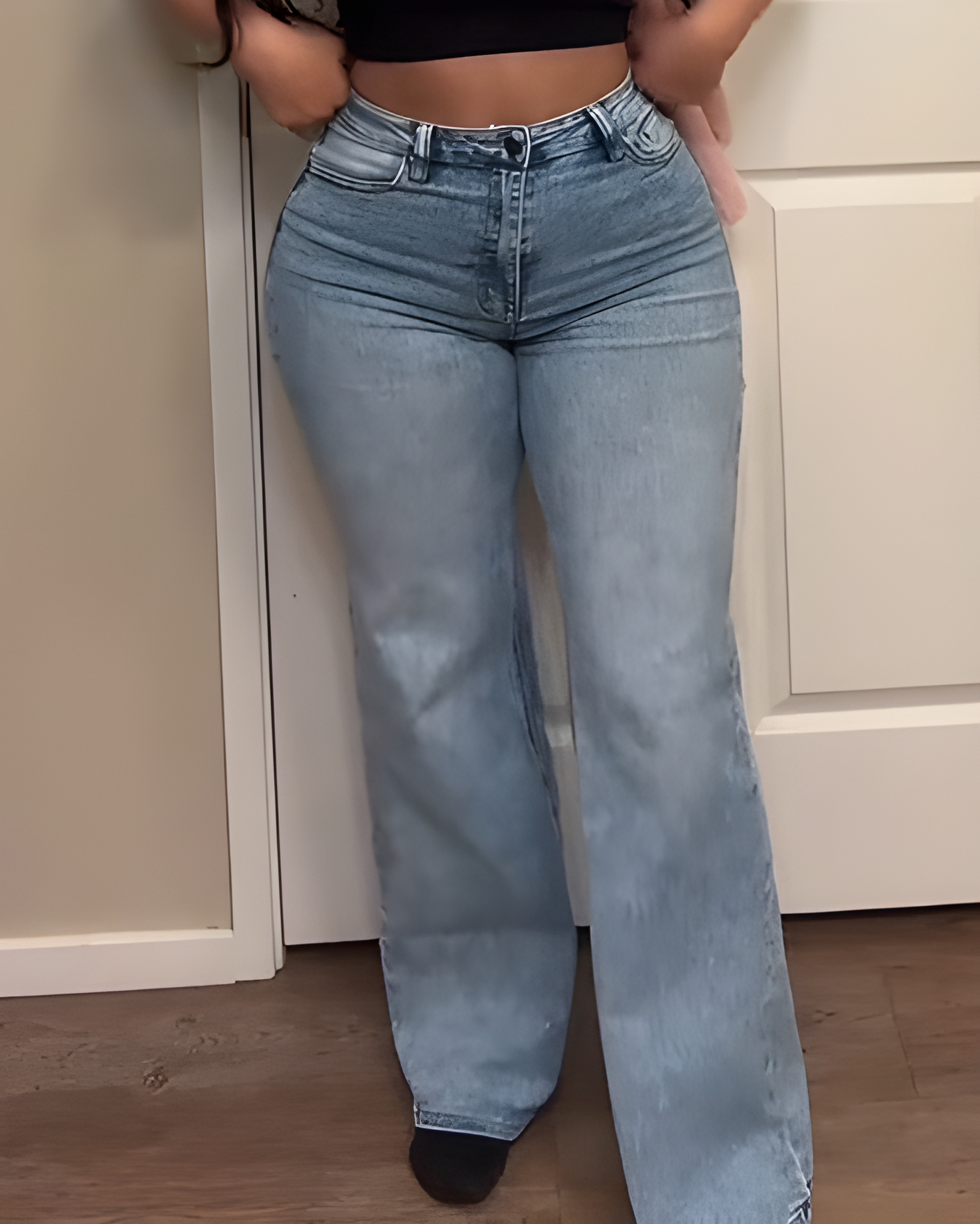Women's Stylish Wide-Leg Jeans Lightblue