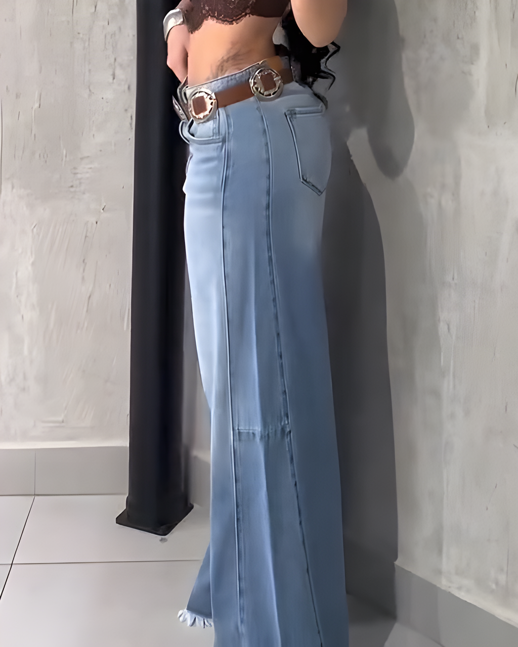 Fashion Frayed Tassel Wide-leg Jeans