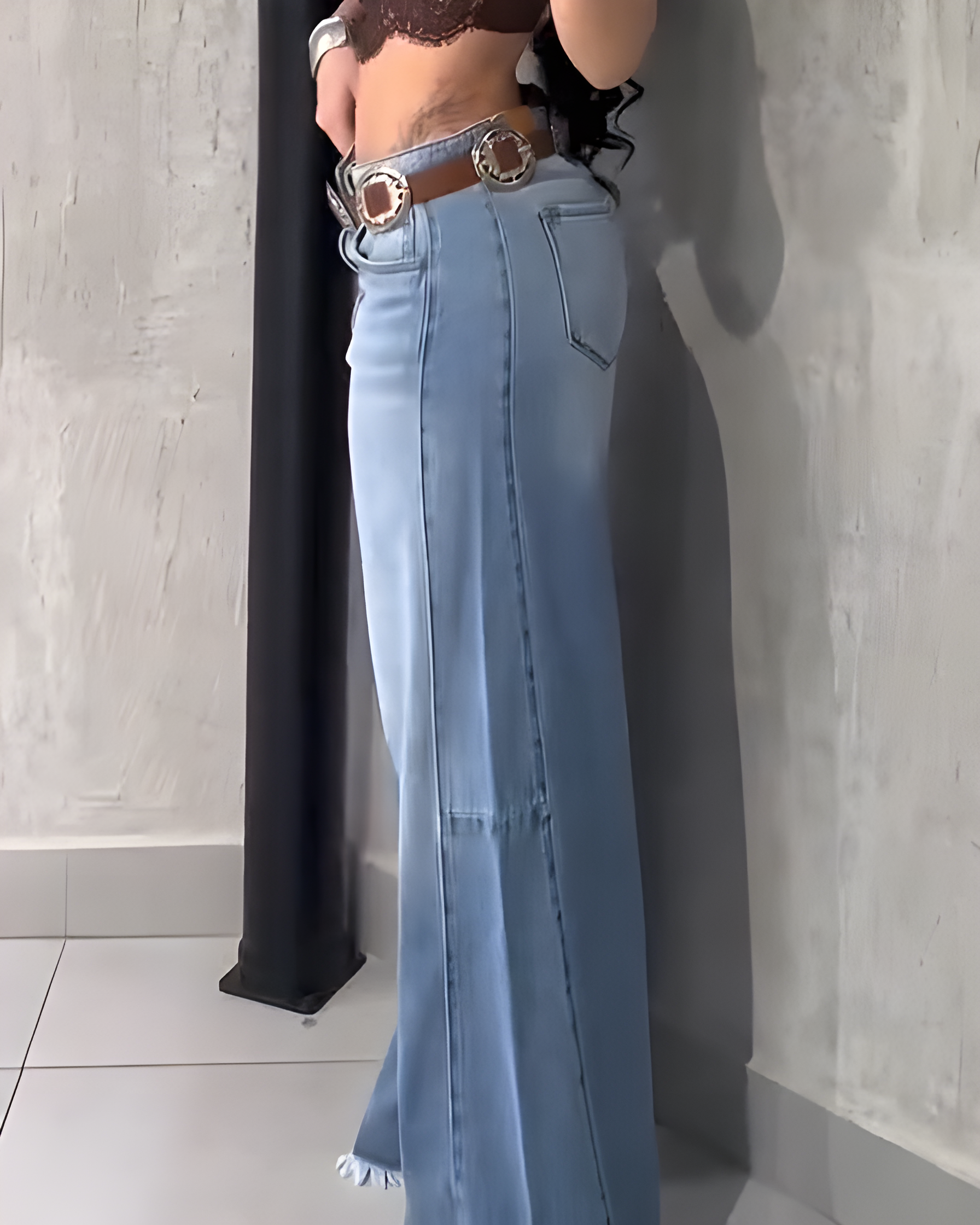 Fashion Frayed Tassel Wide-leg Jeans