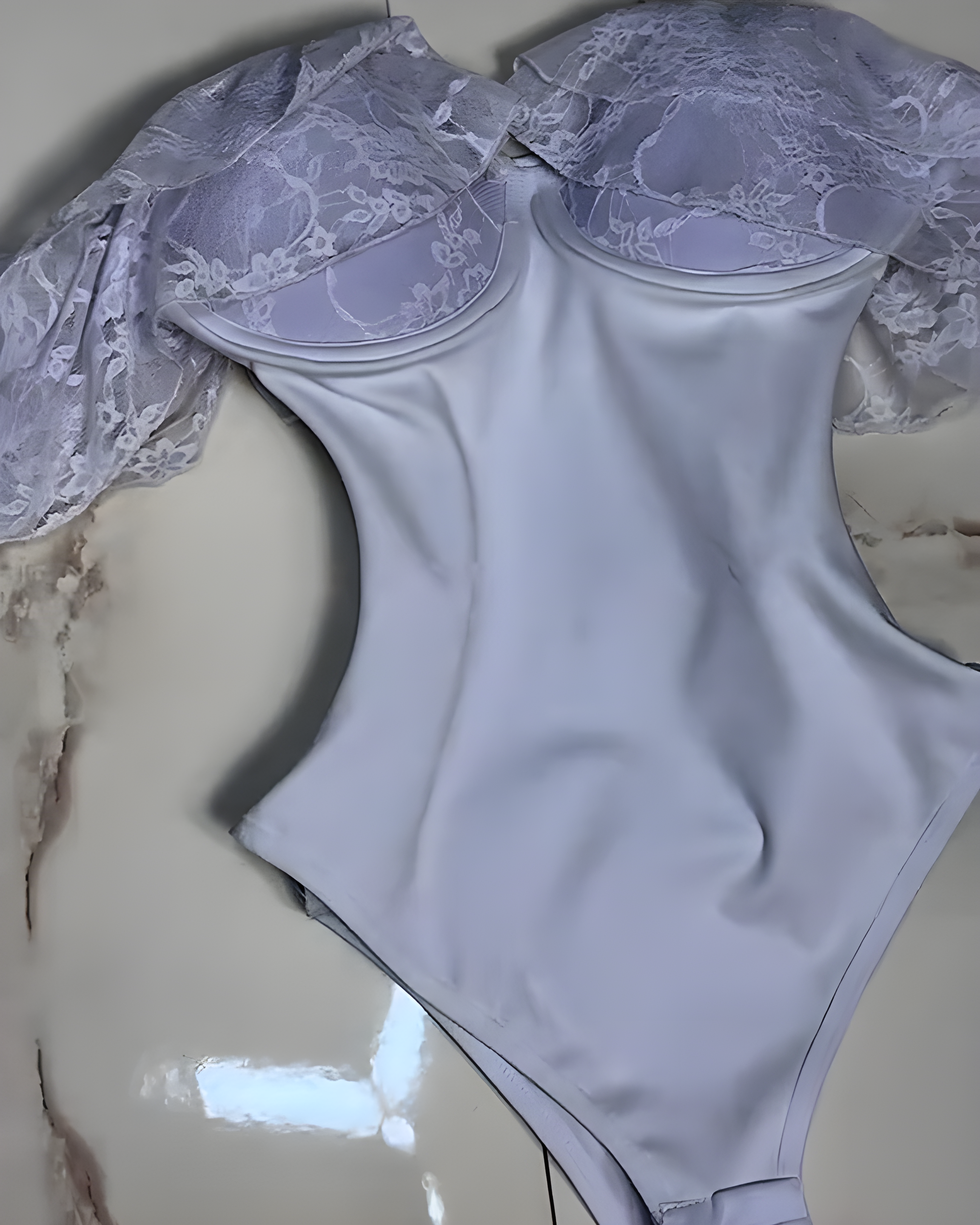 Women's Lace Back Tie Tummy Control Thong Bodysuit Violet