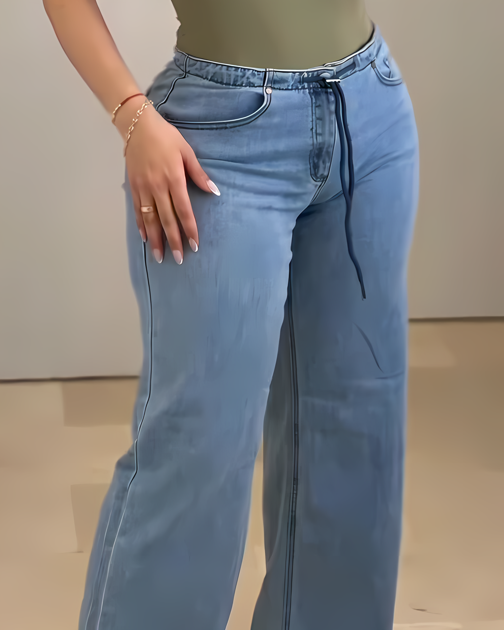 Women's Tie Up Slim-Fit Jeans