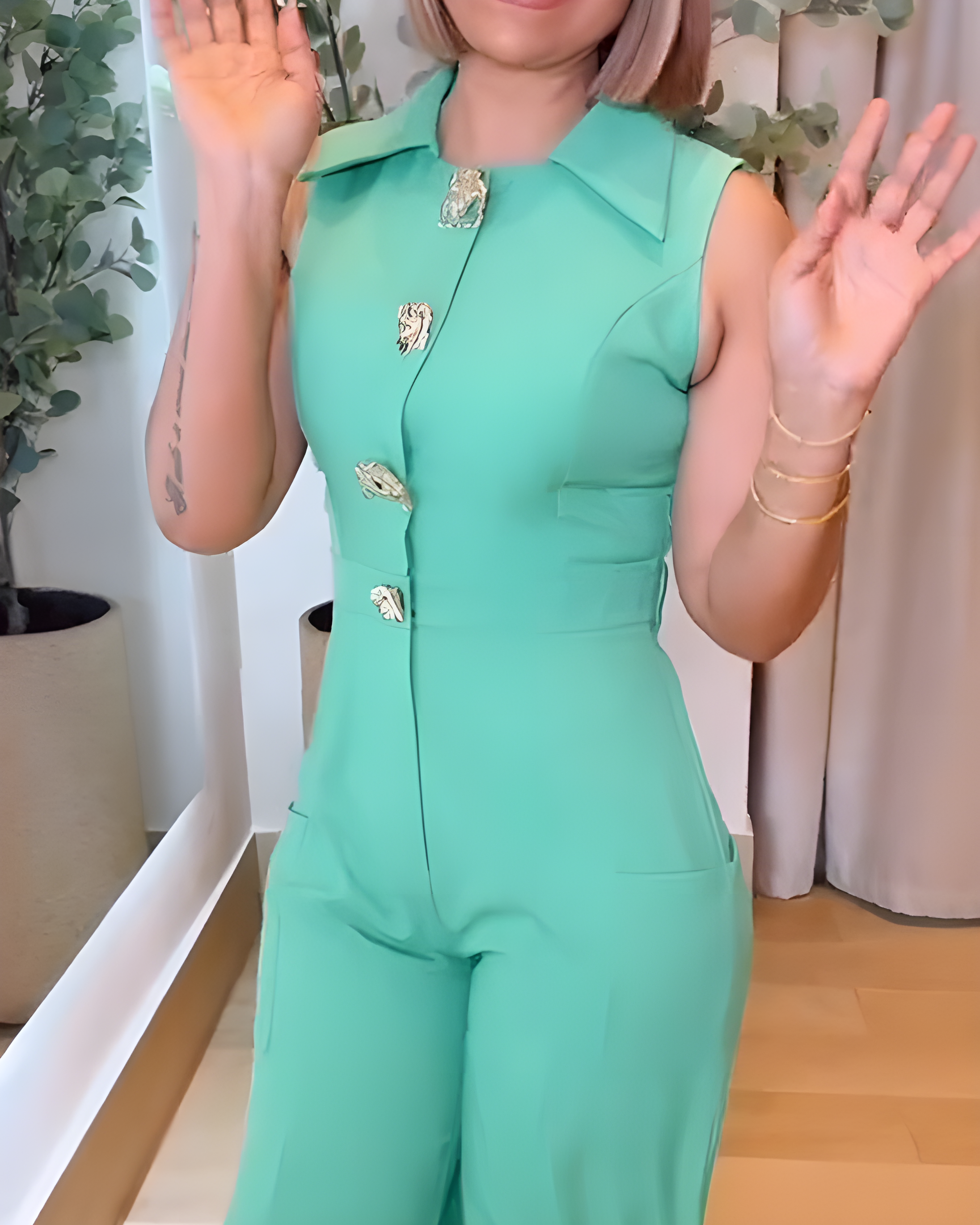Women's Fashion Sleeveless Slim Fit Wide Leg Jumpsuit