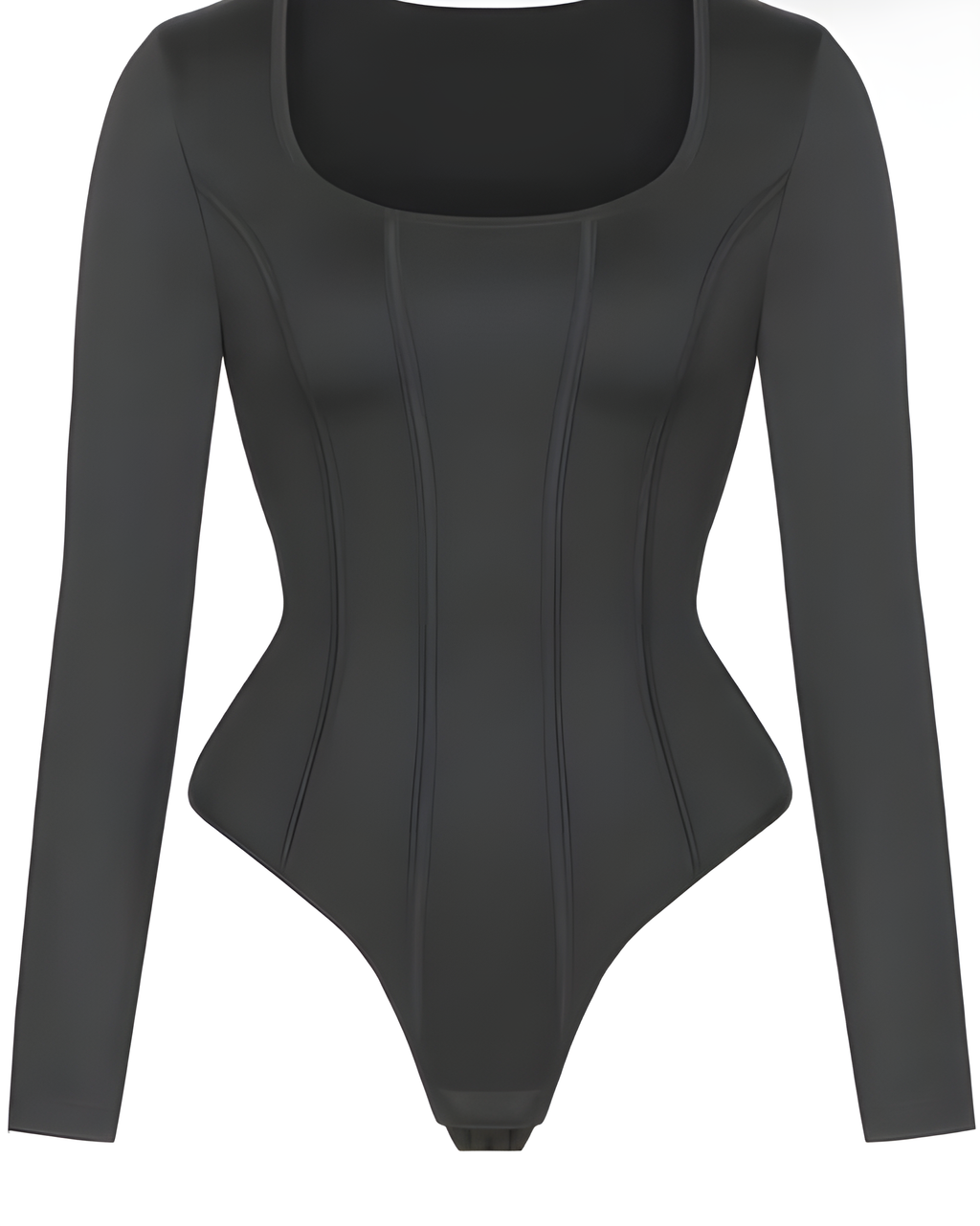 Square Neck Long-Sleeved Shaping Thong Bodysuit
