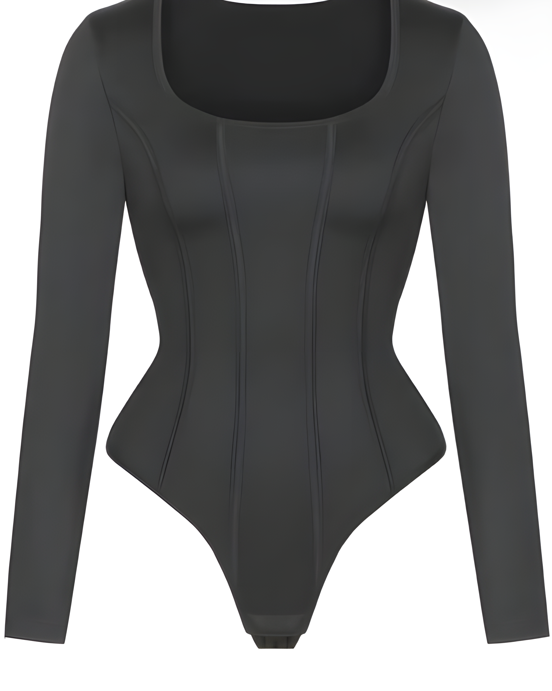 Square Neck Long-Sleeved Shaping Thong Bodysuit