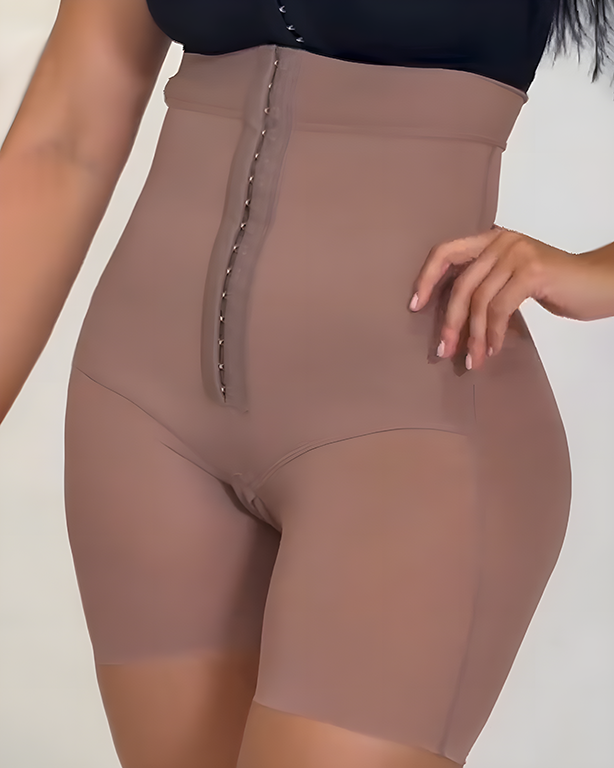 Mesh Butt Enhance Hook Eye Shaping Shorts RosyBrown