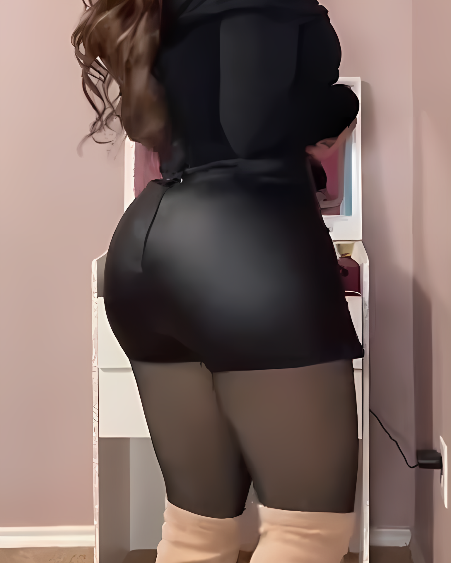 Women's Slim-Fit Front Slit Leather Skirt Shorts