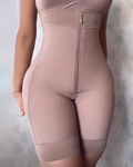 High-Rise Tummy Compression Front-Zip Hip-Lifting Shorts RosyBrown
