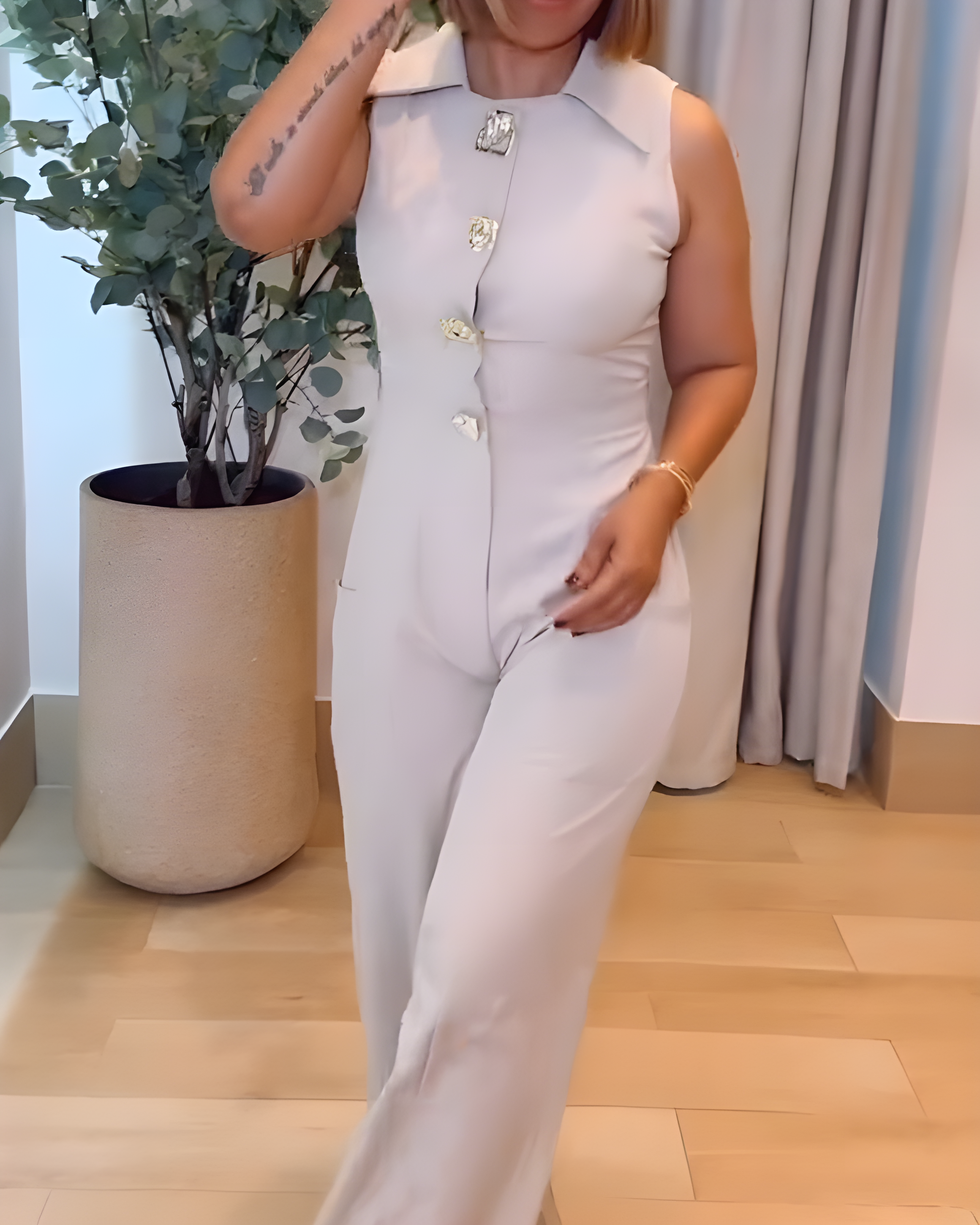 Women's Fashion Sleeveless Slim Fit Wide Leg Jumpsuit