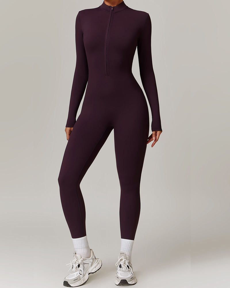 Tight Fleece Yoga Jumpsuit VioletRed